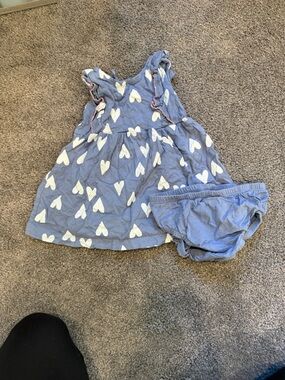 Carter's Blue Heart Print Dress with Bloomers